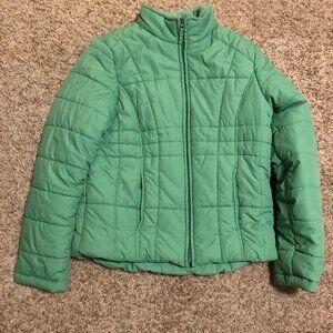 Athletic Works Puffy Green Coat Ladies Size Medium 100% Polyester
